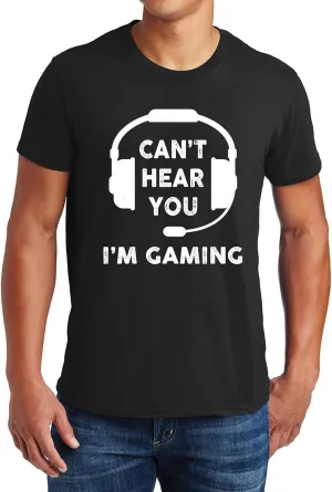 Can'T Hear You I'M Gaming T-Shirt, Funny T Shirt for Men, Video Gamer Headset Humor Joke Gifts for Teenage Boys
