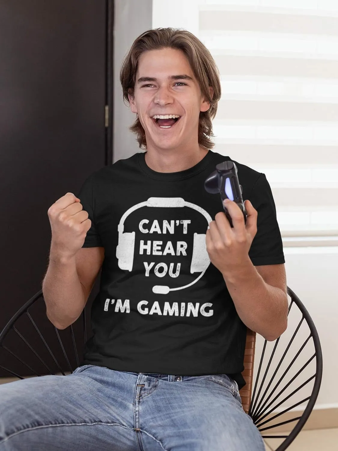 Can'T Hear You I'M Gaming T-Shirt, Funny T Shirt for Men, Video Gamer Headset Humor Joke Gifts for Teenage Boys